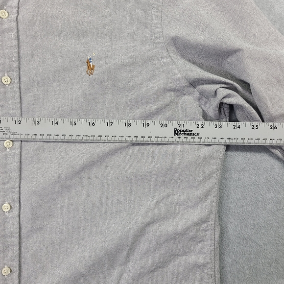 Ralph Lauren Mens Large Button Down Shirt LS Gray Flesh Pony - Picture 6 of 14
